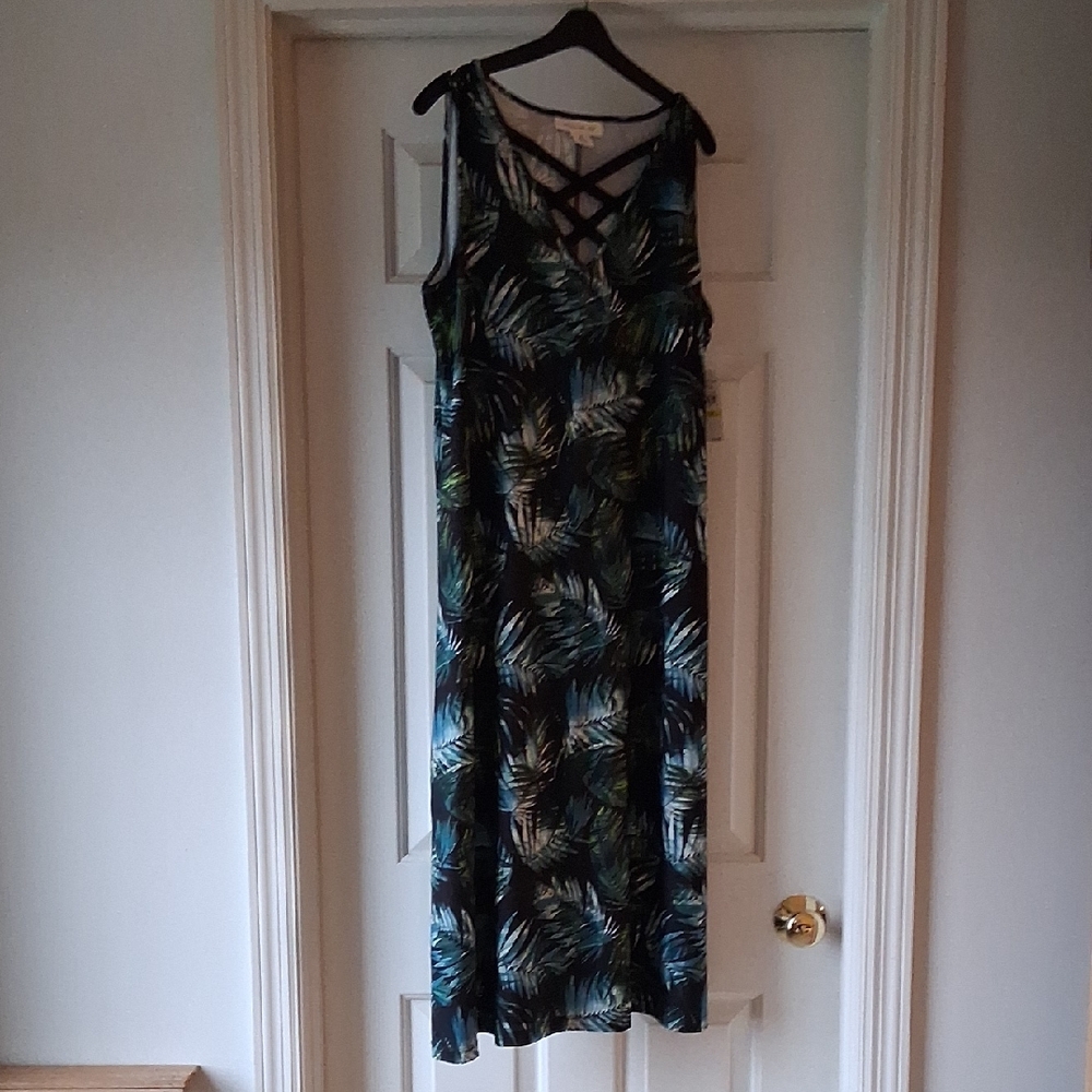 Skye's the Limit Green and Blue Leaf Maxi Dress